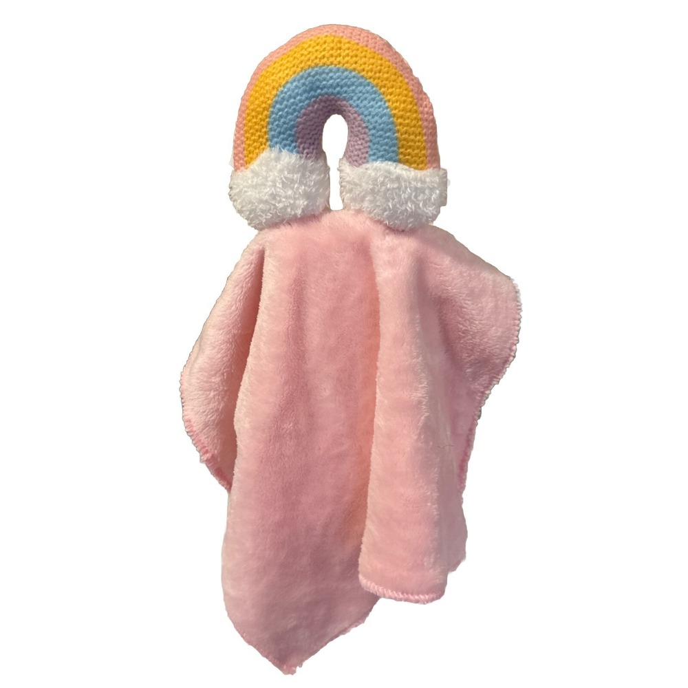 Moon & Stars 2 Baby Pink Rainbow Lovey Plush Infant Comfort Security Blanket New - Picture 3 of 4